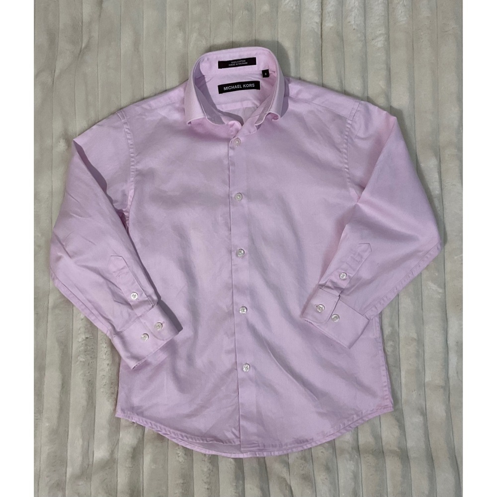 Michael Kors Kids Pink Long Sleeve Button Down Dress Shirt SIZ0005 Cotton